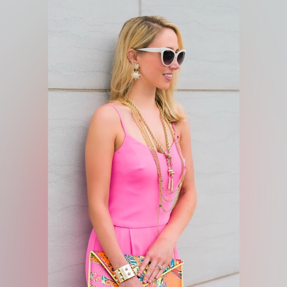 Trina Turk Zadie Jumpsuit in Flamingo Hot Pink NWT Size 2 Barbie Statement Y2K - Picture 3 of 15
